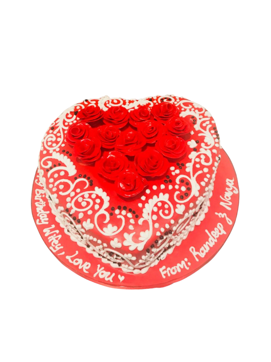 Red Rose Fondant Cake