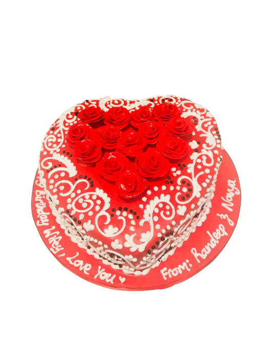 Red Rose Fondant Cake