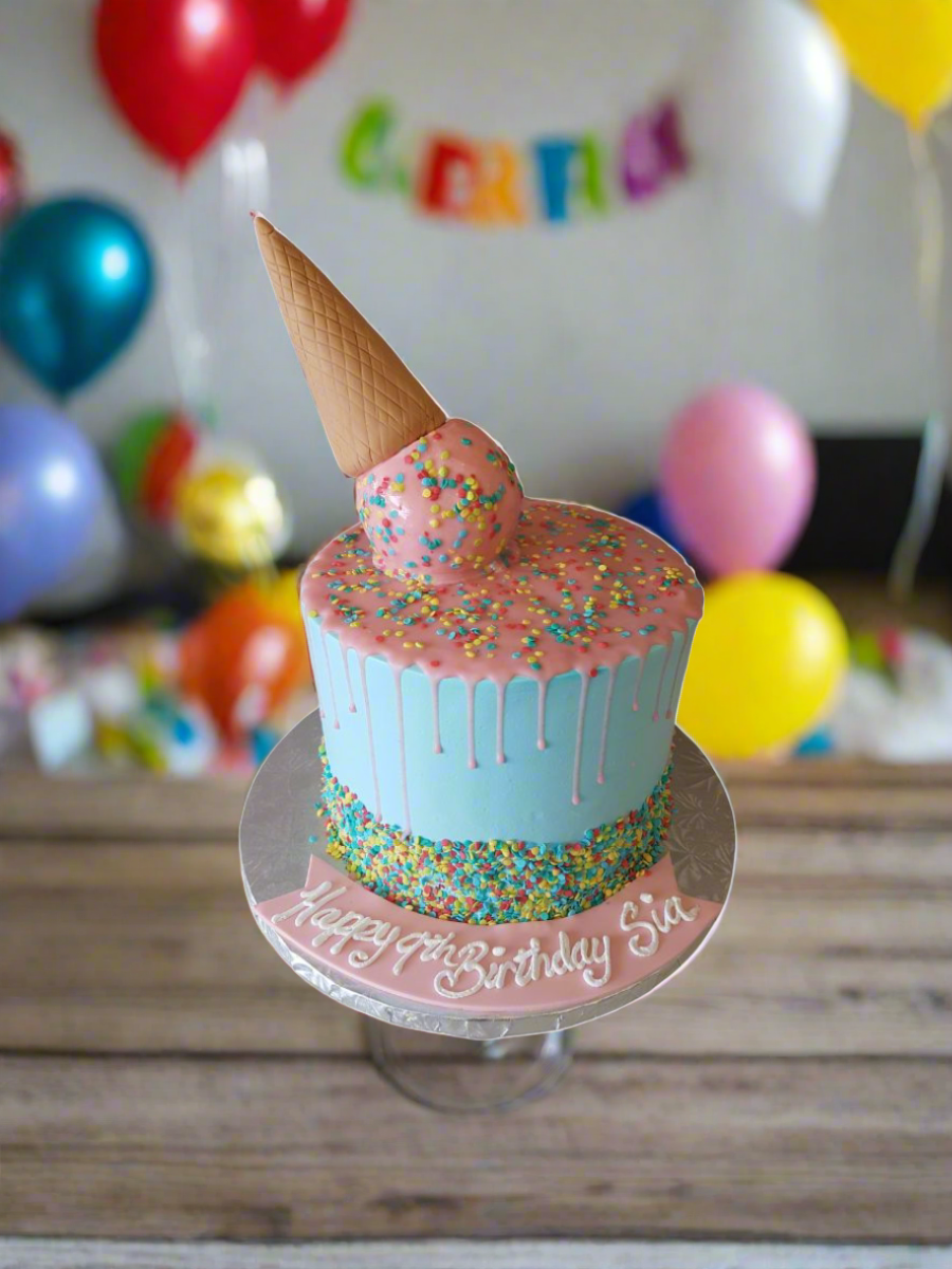 Ice-Cream Cone Drizzle Birthday Cake