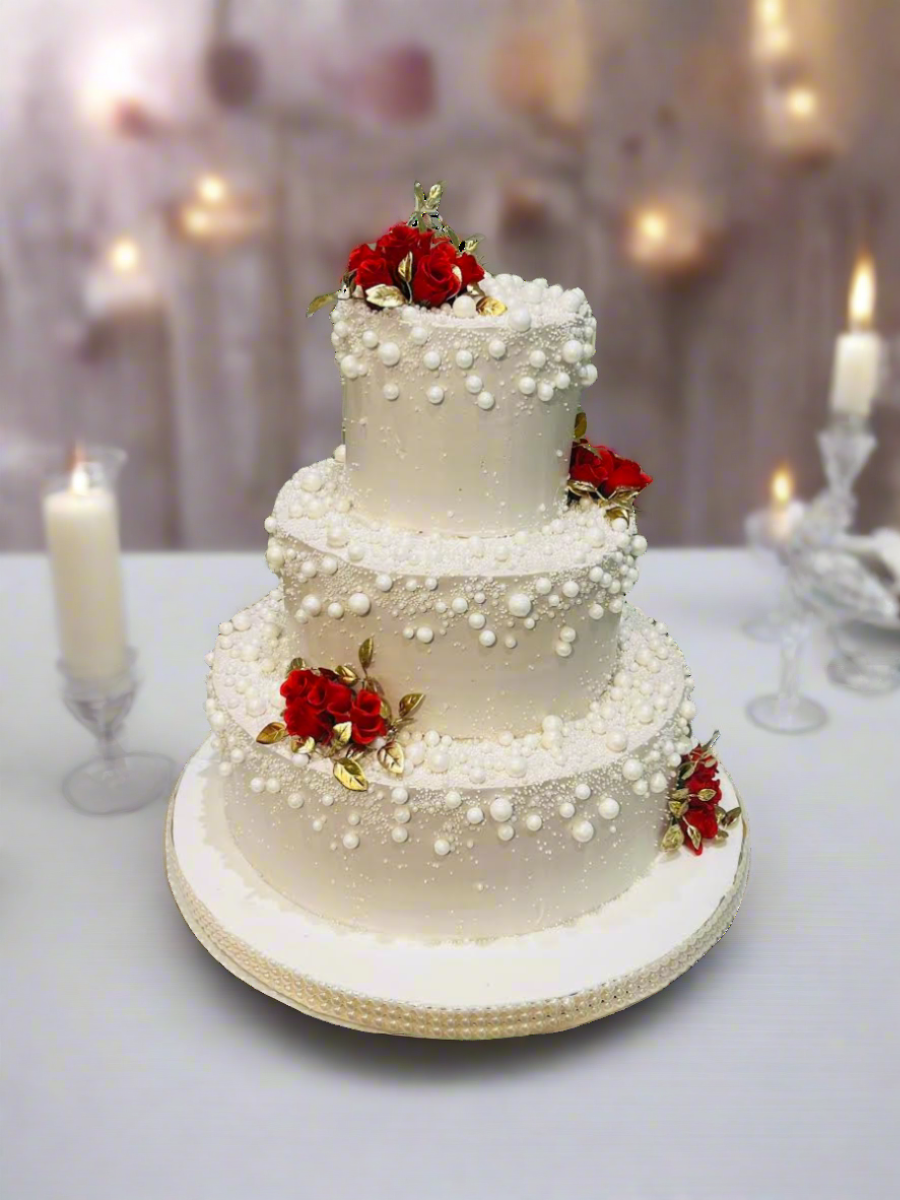 White Pearl Tiered Cake