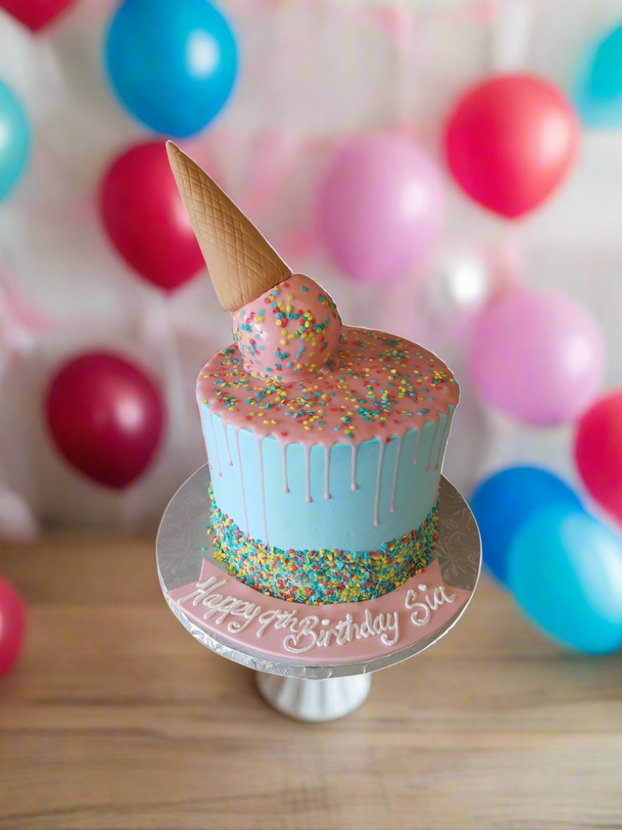 Ice-Cream Cone Drizzle Birthday Cake
