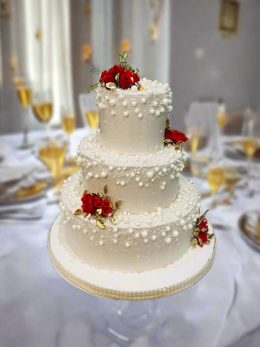 White Pearl Tiered Cake