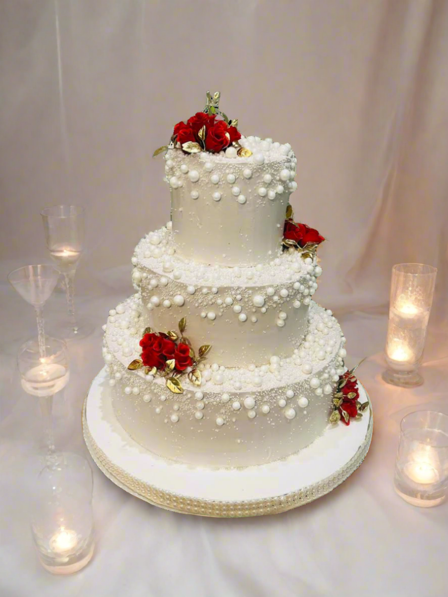White Pearl Tiered Cake