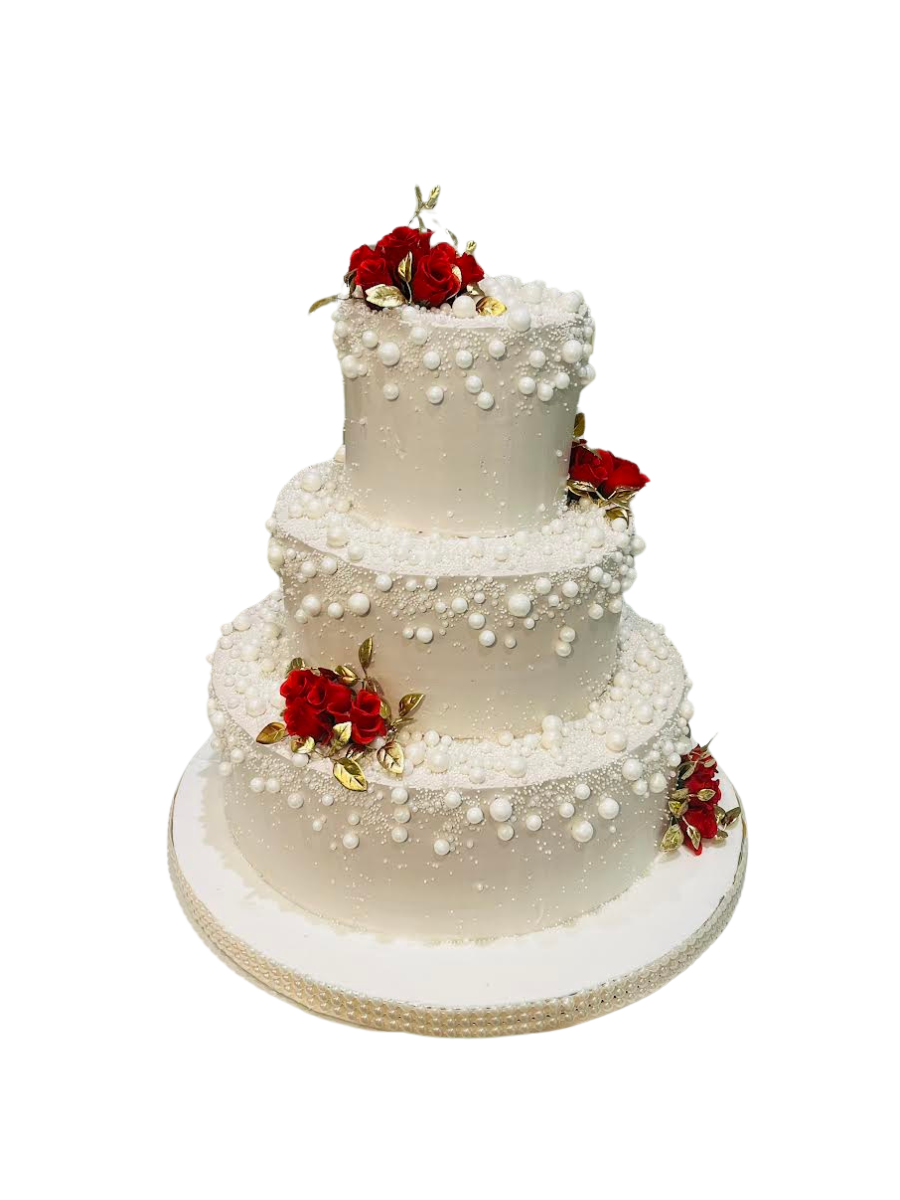 White Pearl Tiered Cake