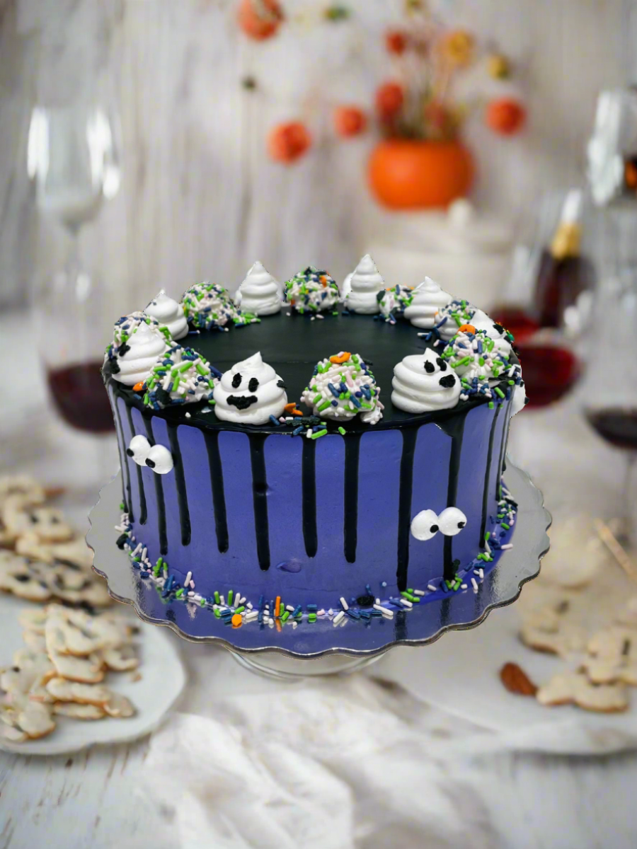 Purple Ghost Halloween Cake
