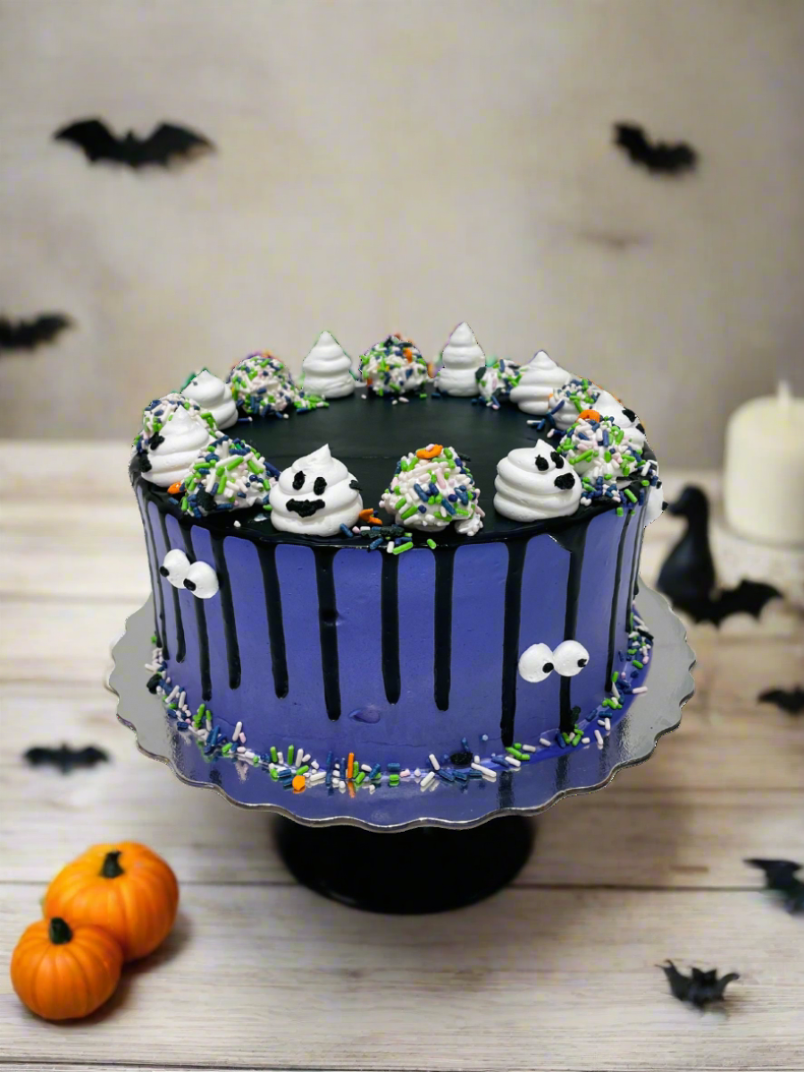 Purple Ghost Halloween Cake