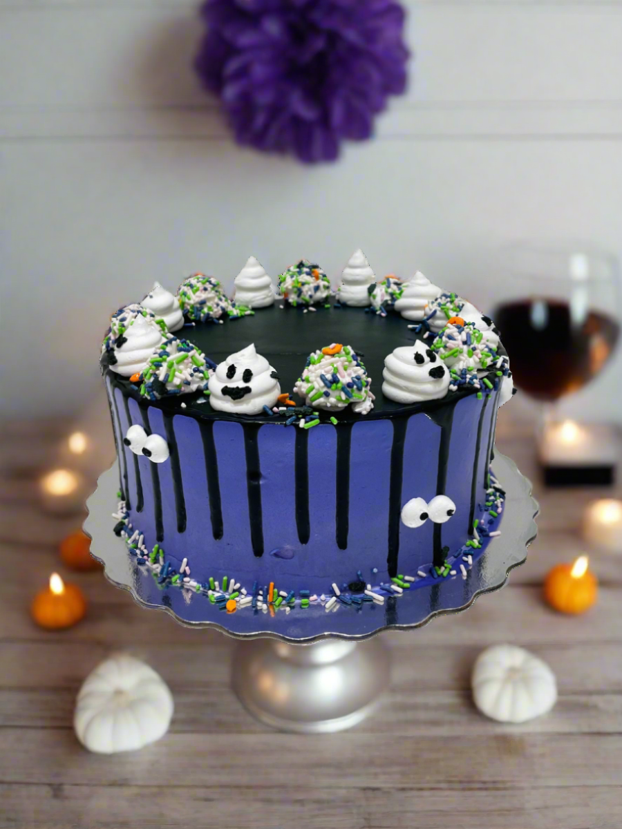 Purple Ghost Halloween Cake