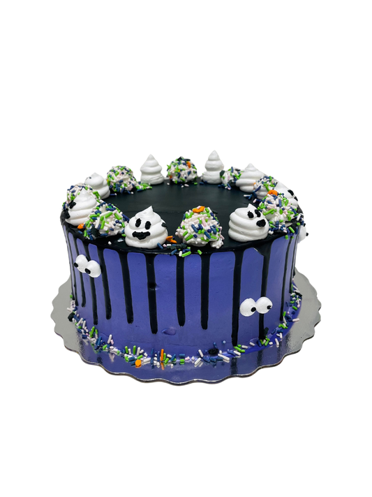 Purple Ghost Halloween Cake