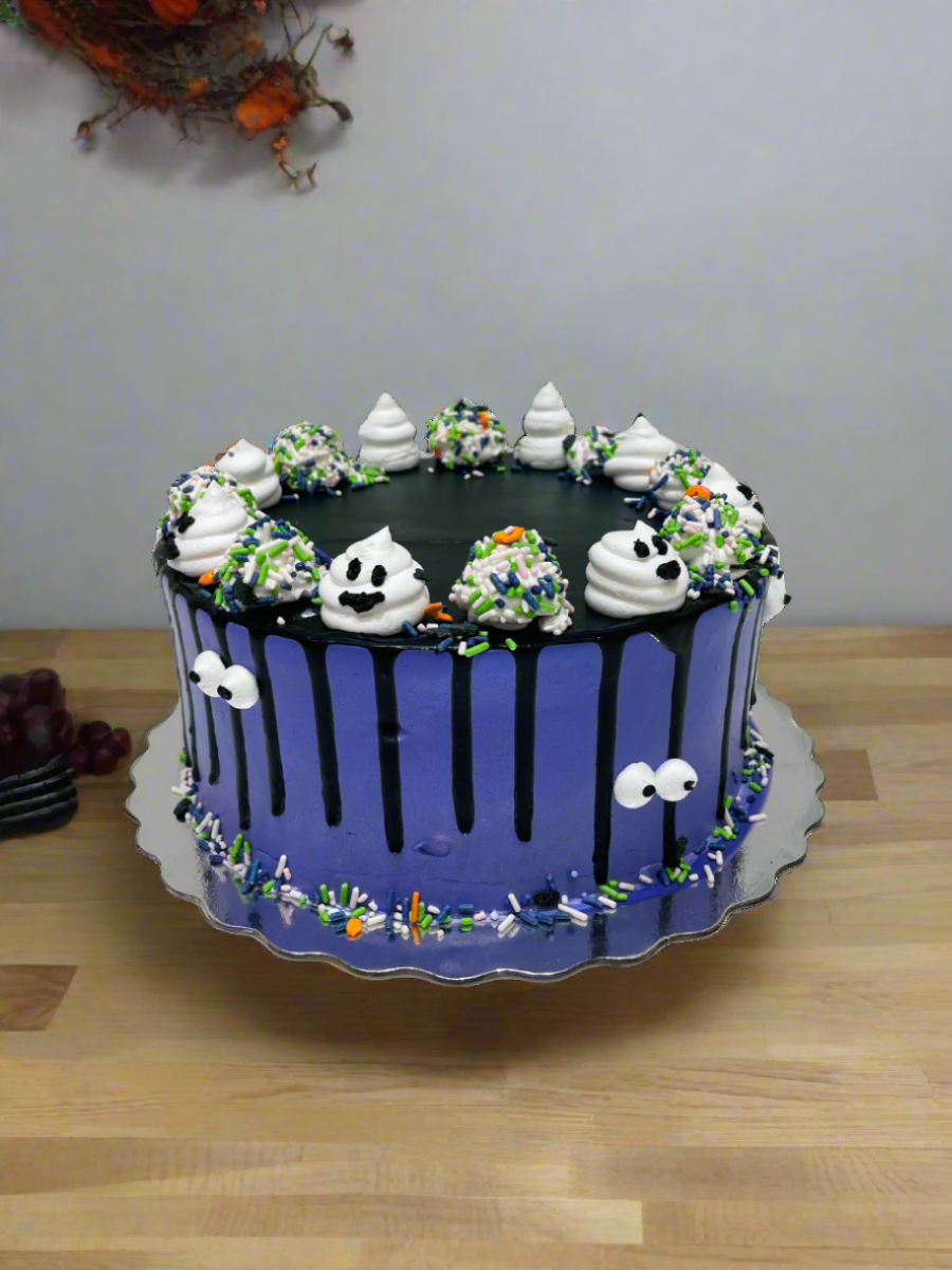 Purple Ghost Halloween Cake