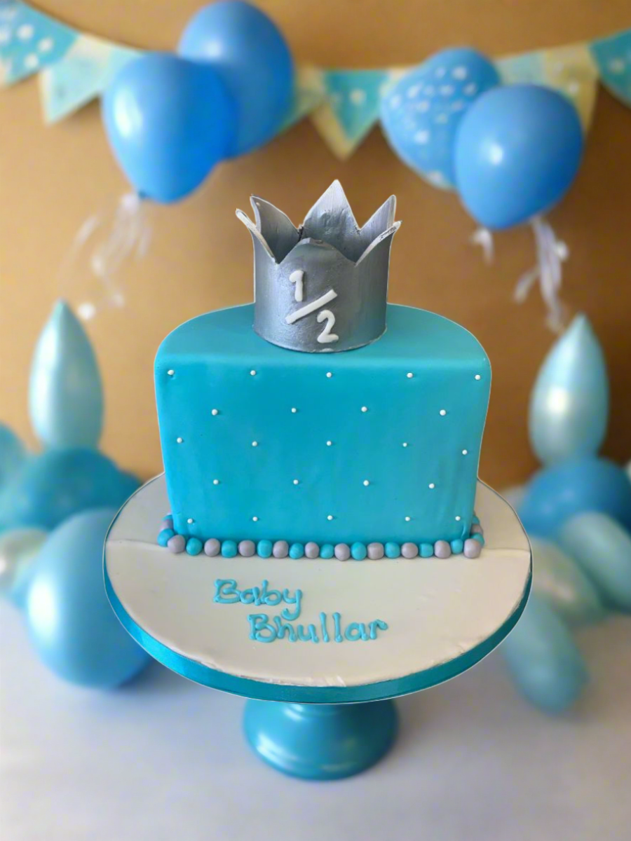 Crown Half Birthday Fondant Cake