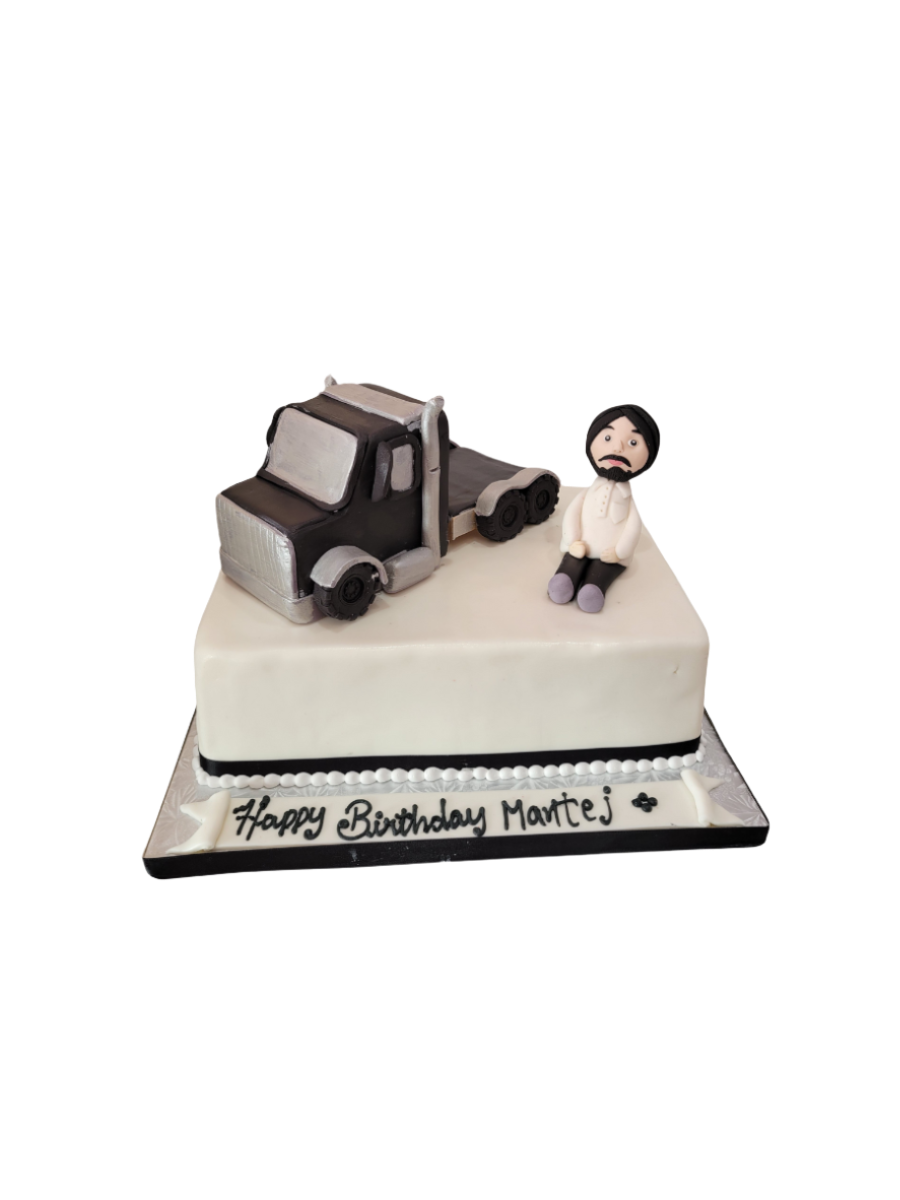 Black & White Theme Truck Cake