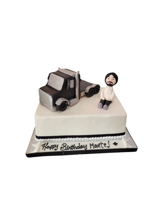 Black & White Theme Truck Cake