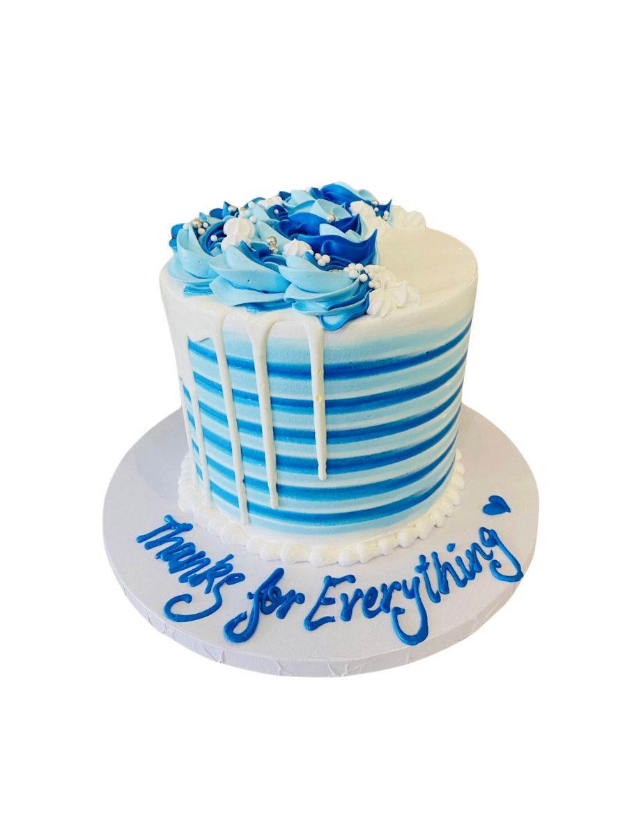 Blue & White Birthday Cake