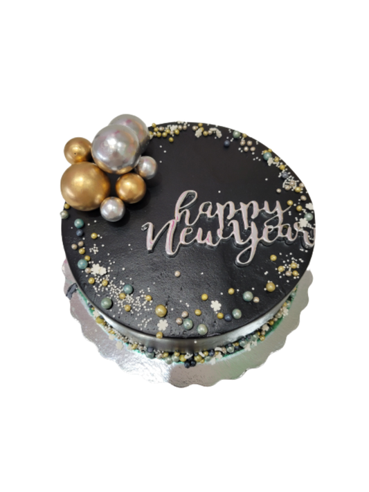 Black & Silver New Years Cake
