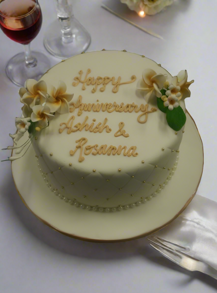 White & Gold Anniversary Cake