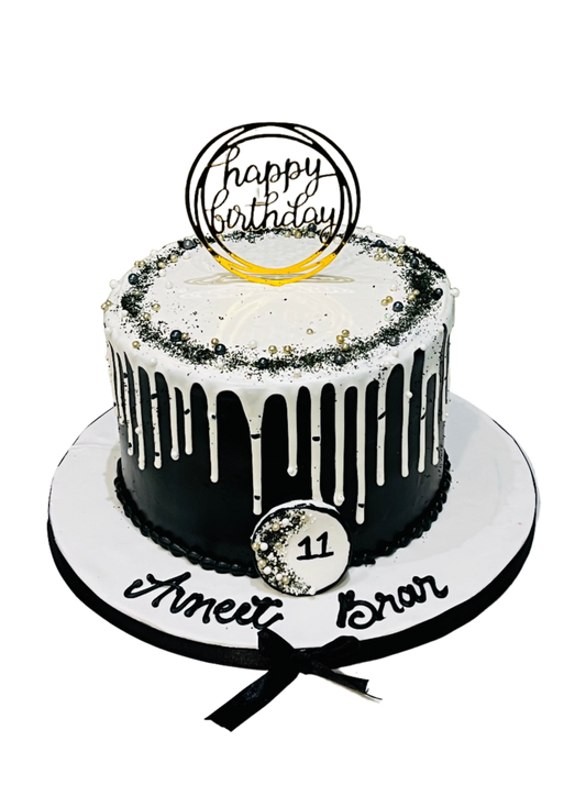 Avneet Black & White Birthday Cake