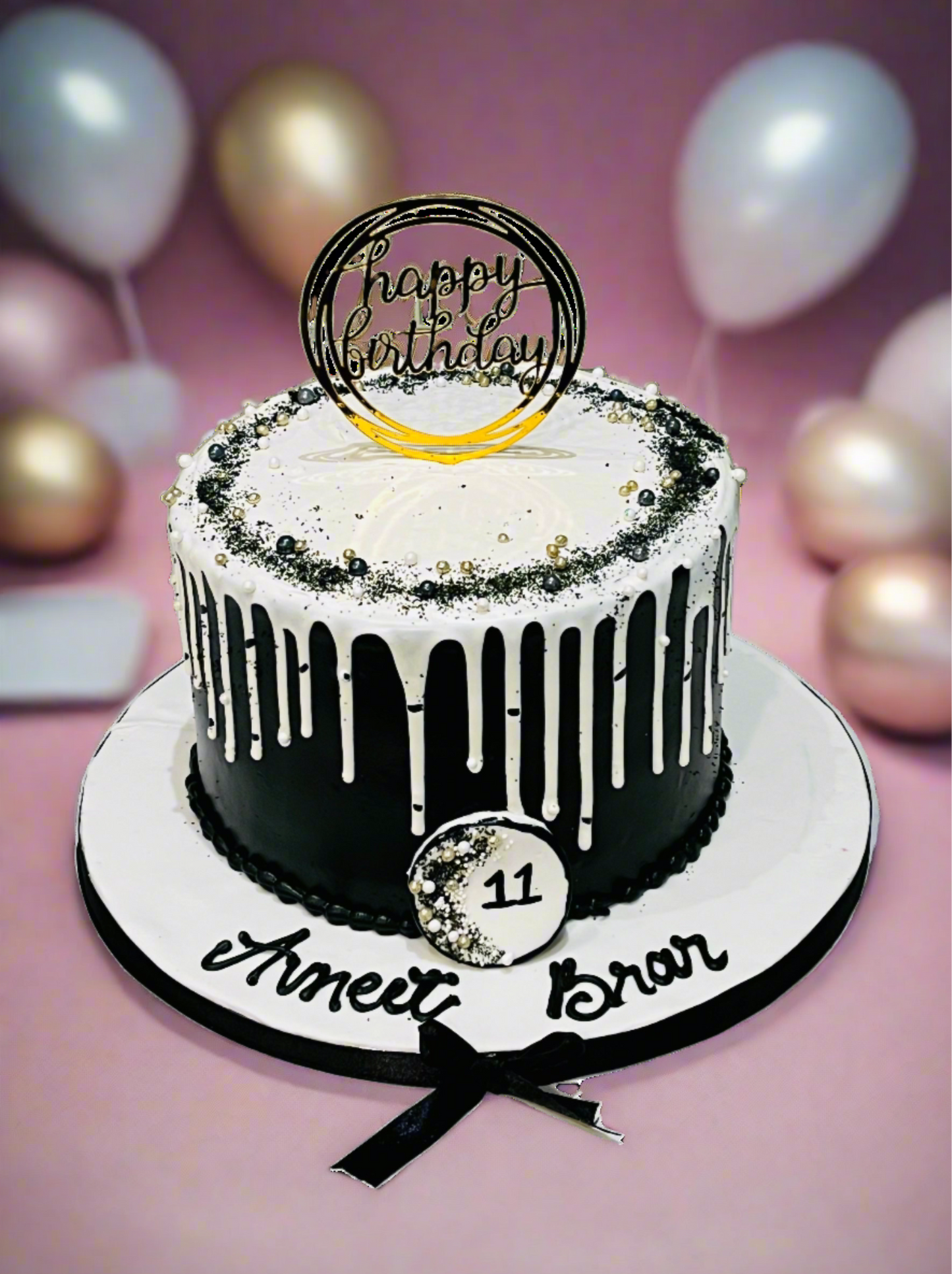 Avneet Black & White Birthday Cake
