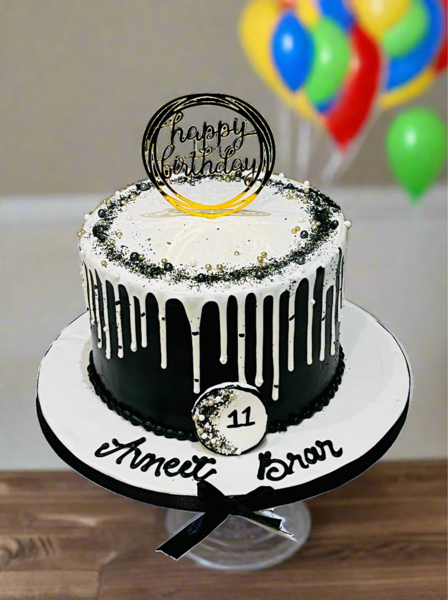 Avneet Black & White Birthday Cake