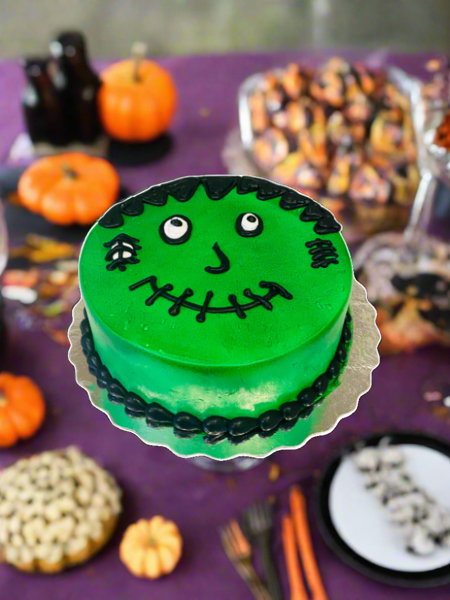 Green Halloween Monster Cake