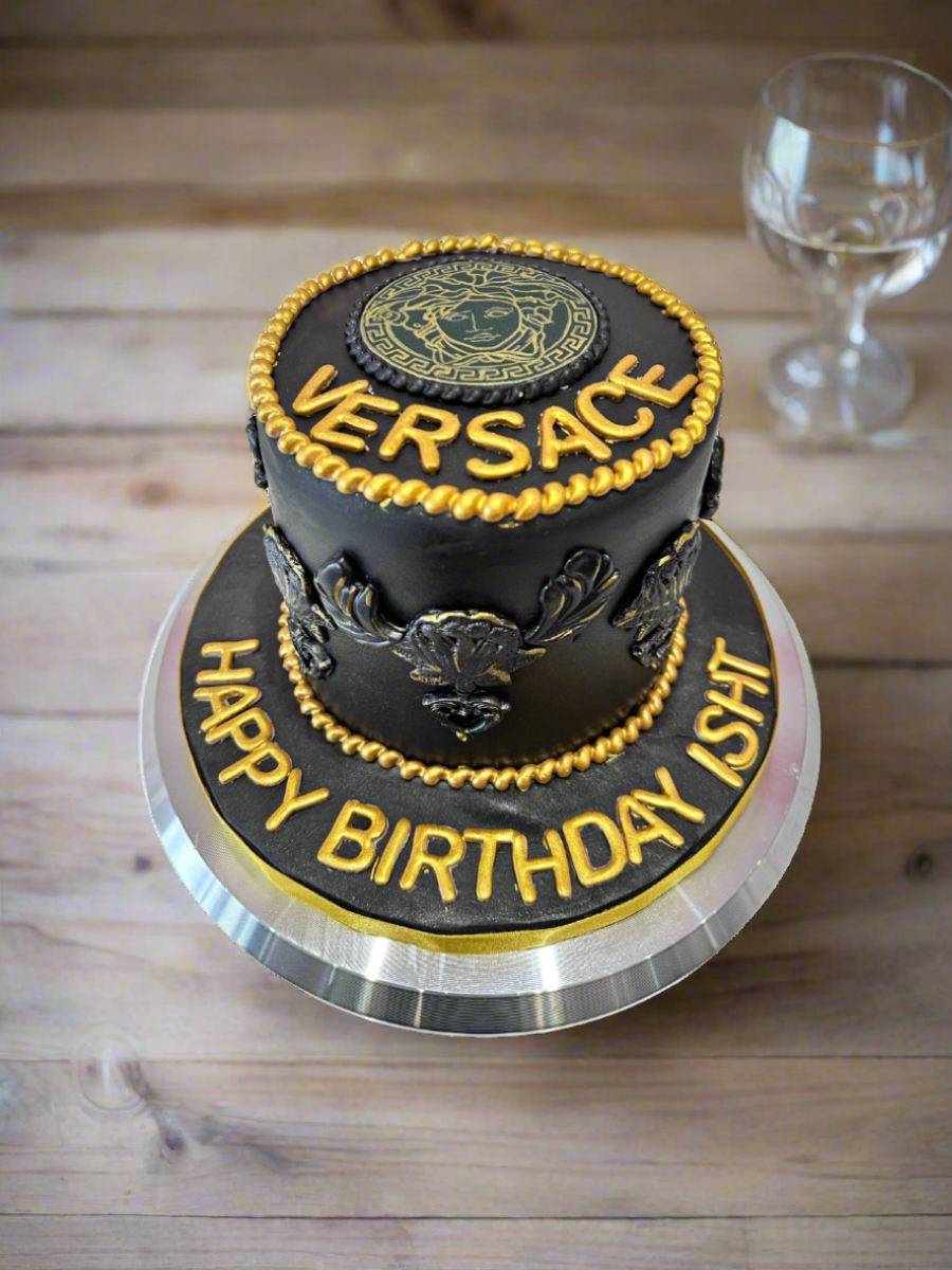 Versace Black & Gold Fondant Cake