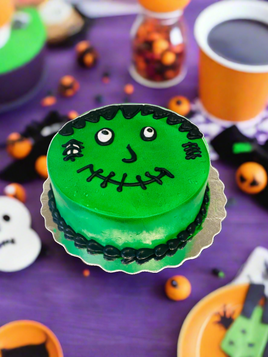 Green Halloween Monster Cake