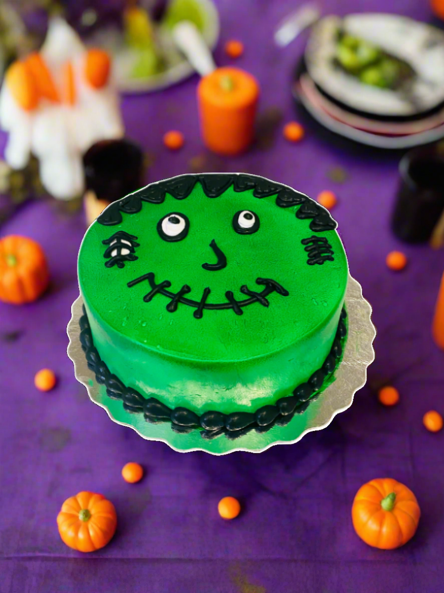 Green Halloween Monster Cake