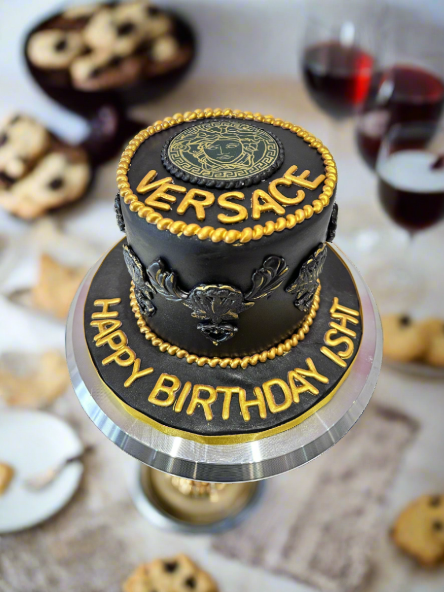 Versace Black & Gold Fondant Cake