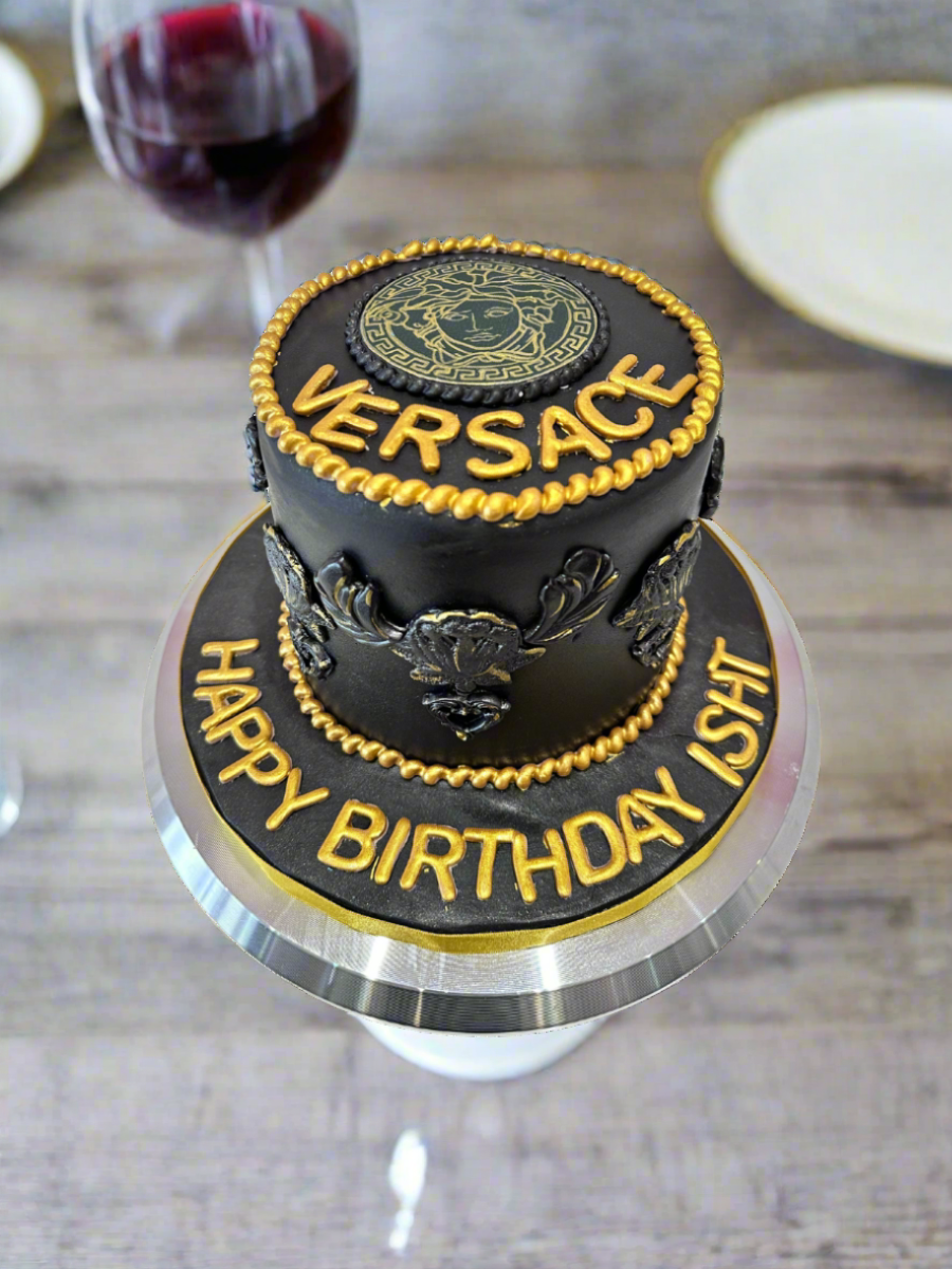 Versace Black & Gold Fondant Cake