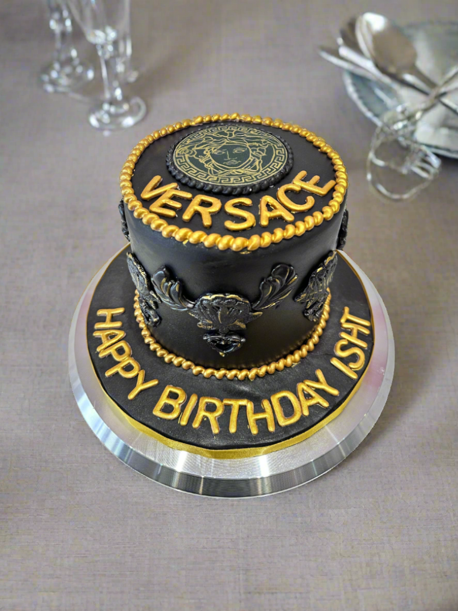 Versace Black & Gold Fondant Cake