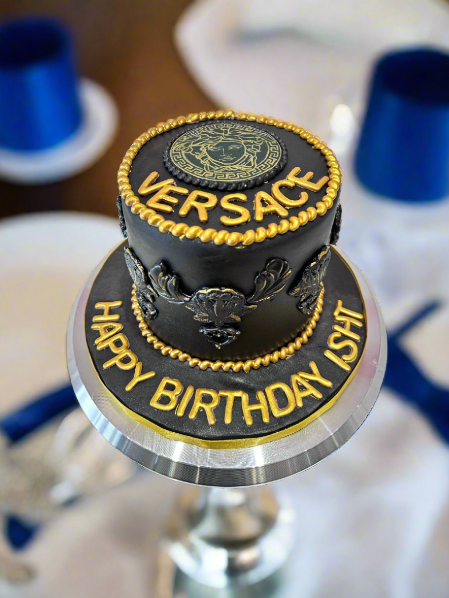 Versace Black & Gold Fondant Cake