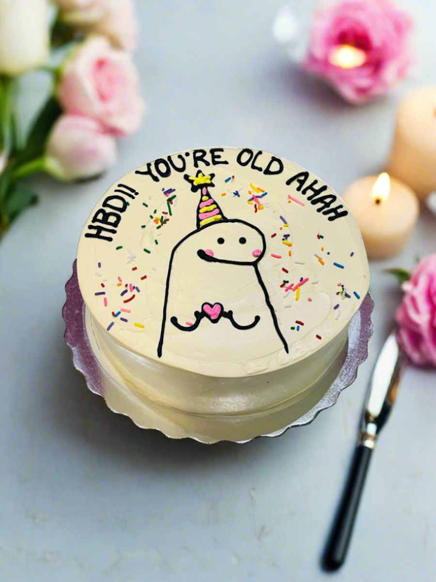 Ivory Comic Birthday Hat Cake
