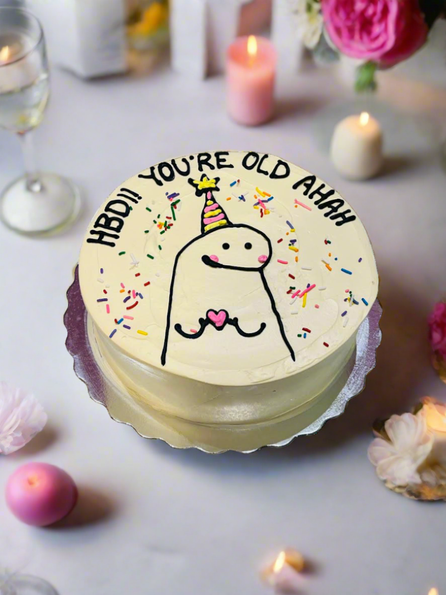 Ivory Comic Birthday Hat Cake