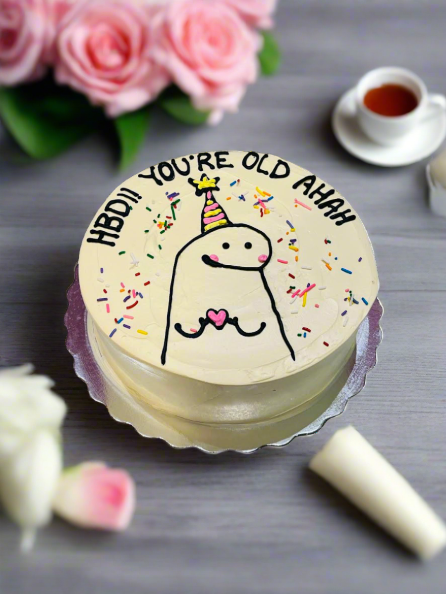 Ivory Comic Birthday Hat Cake