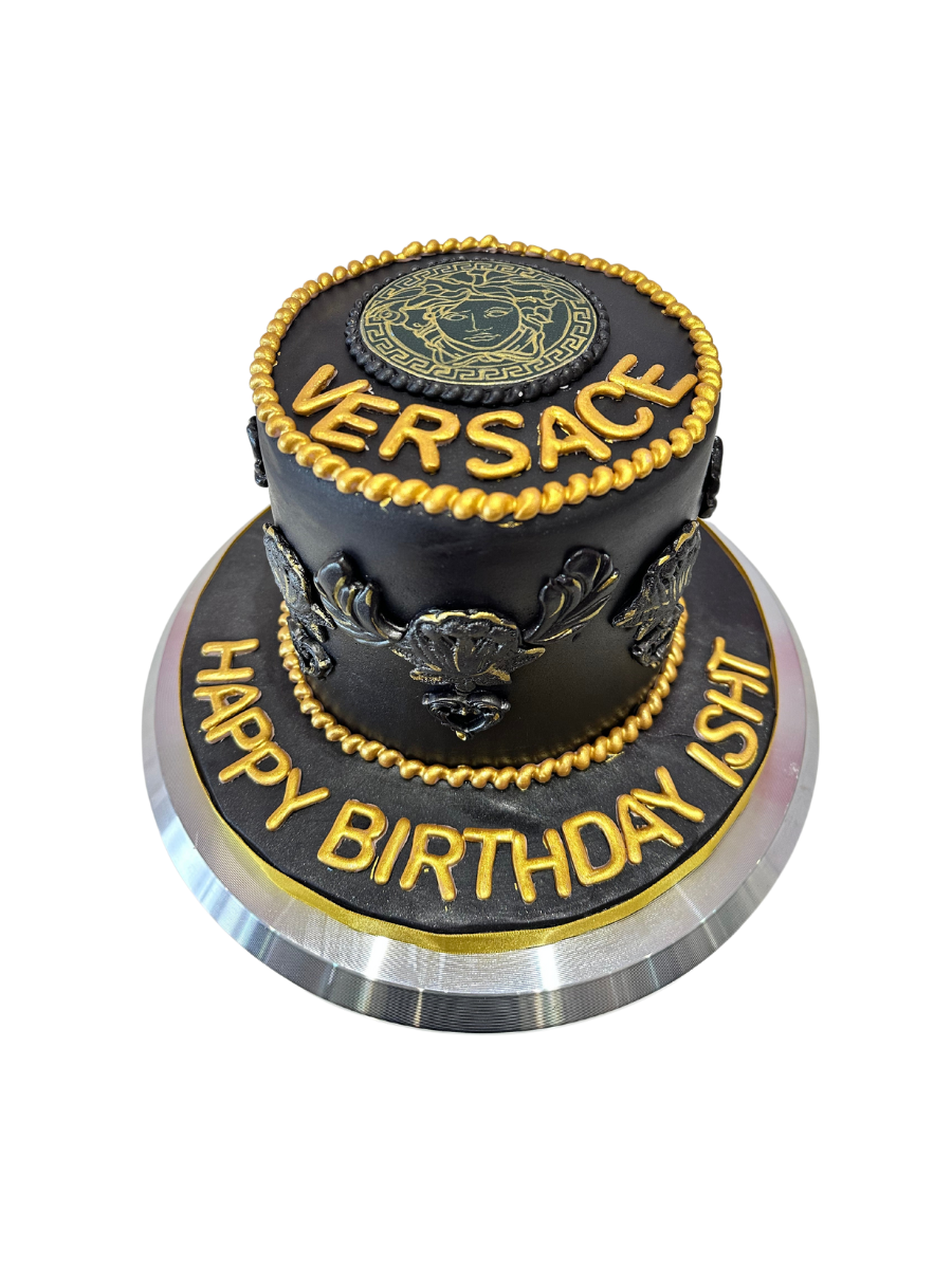Versace Black & Gold Fondant Cake