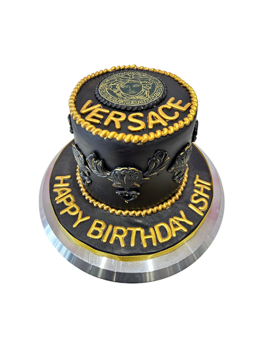 Versace Black & Gold Fondant Cake