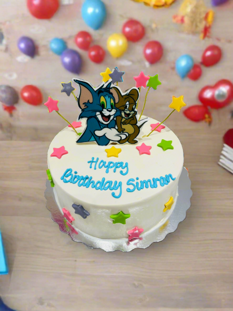 Tom & Jerry Cream Birthday Cake
