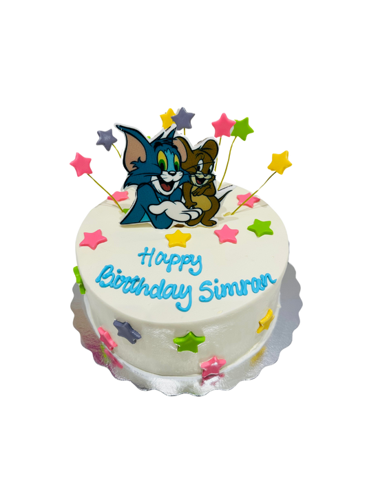 Tom & Jerry Cream Birthday Cake