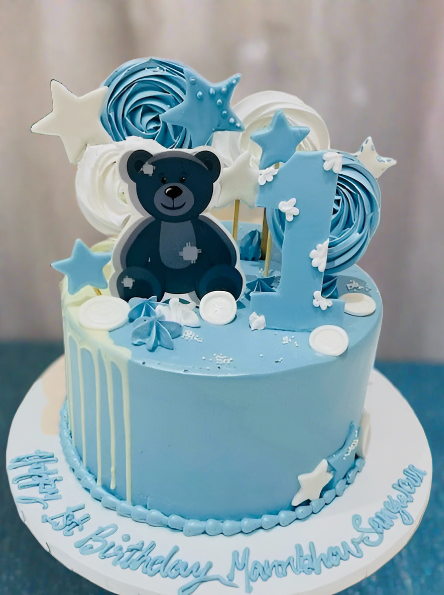 Blue Teddy Cream Cake