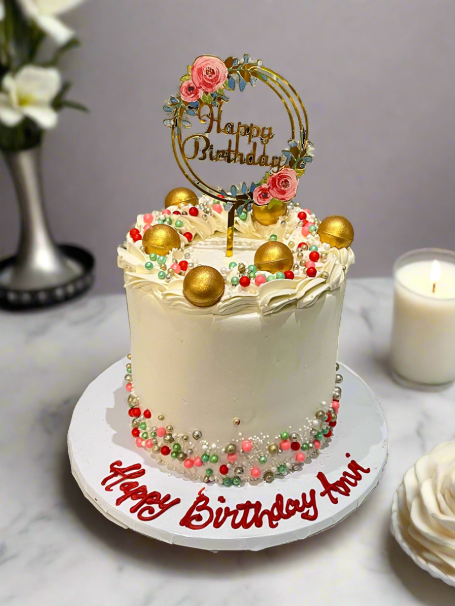 Anvi Ivory & Gold Birthday Cake
