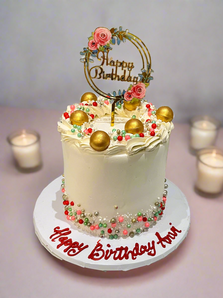 Anvi Ivory & Gold Birthday Cake