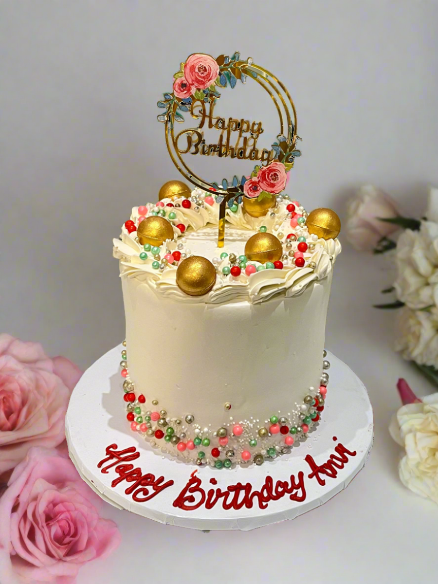 Anvi Ivory & Gold Birthday Cake