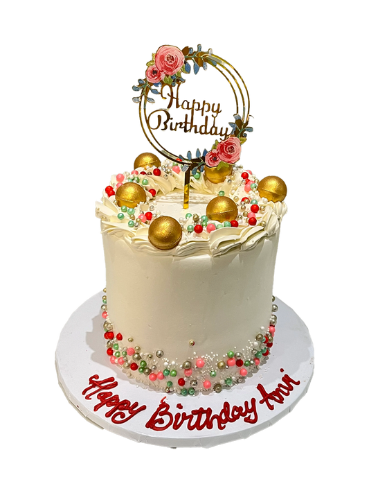 Anvi Ivory & Gold Birthday Cake