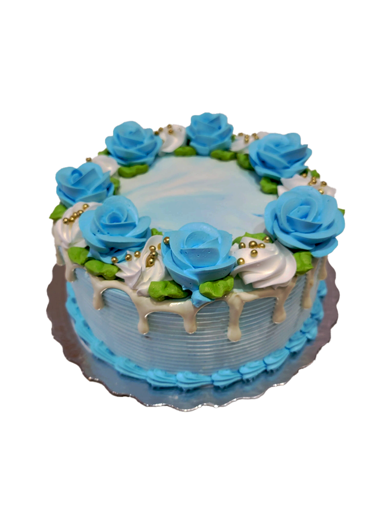 Blue And White Drip Cream Cake