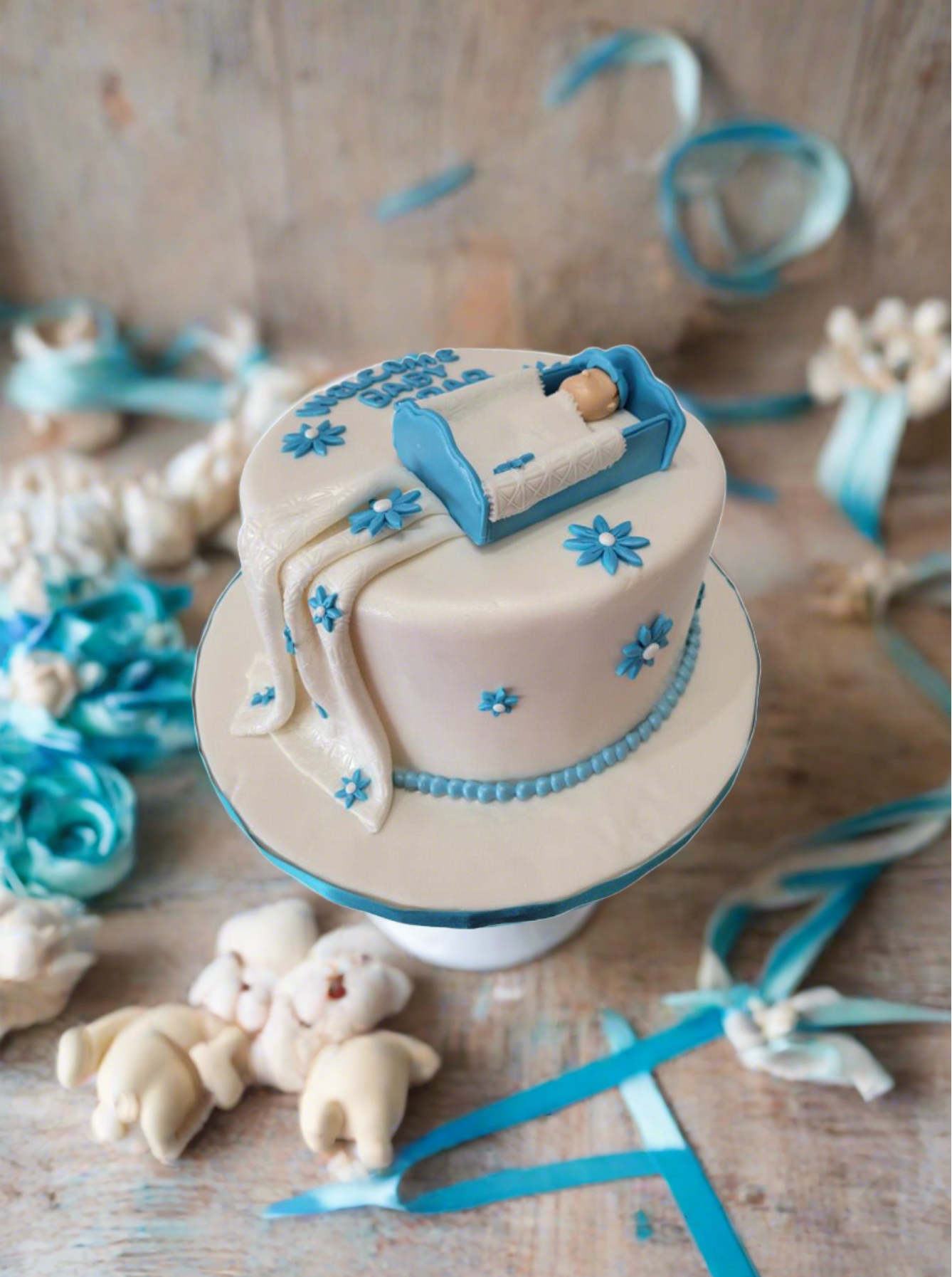 Baby Shower Crib Fondant Cakes