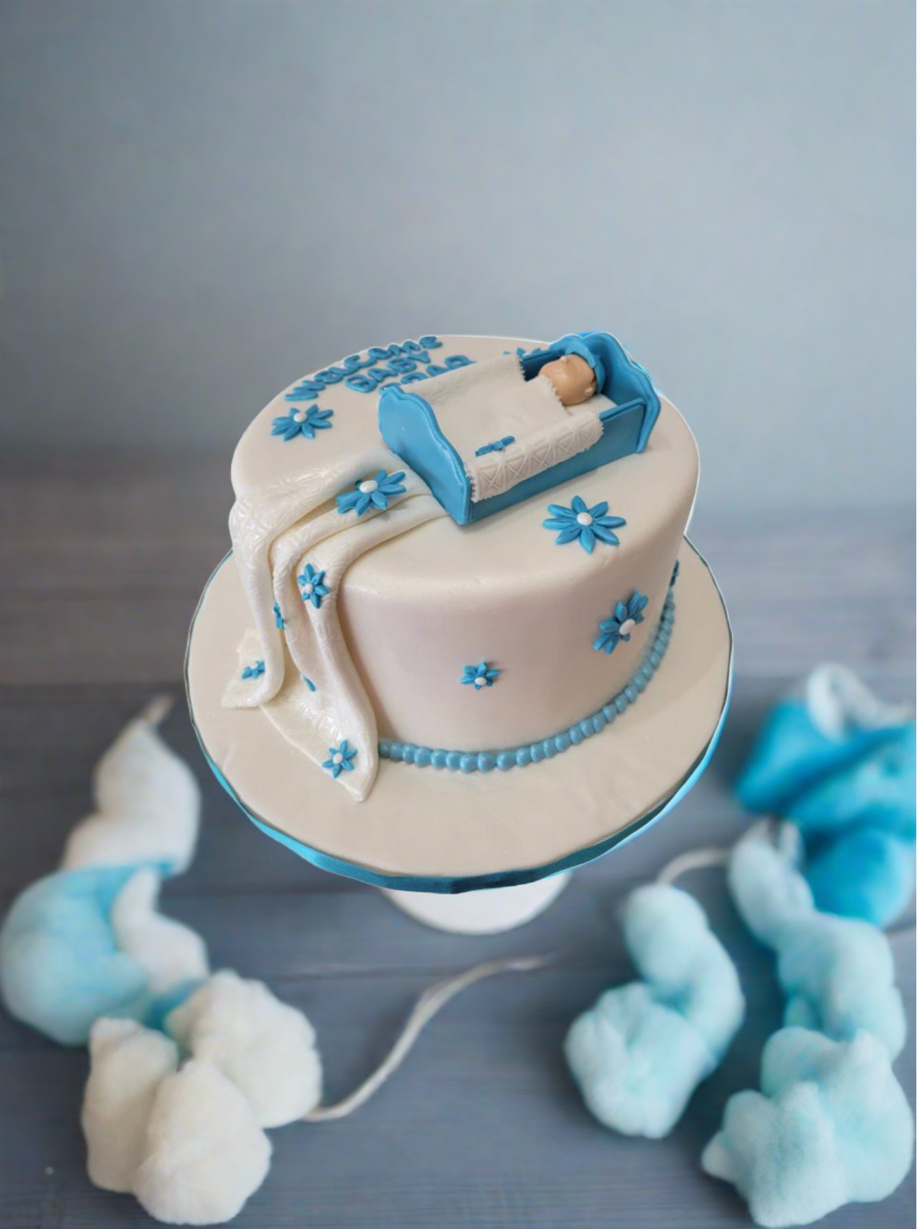 Baby Shower Crib Fondant Cakes