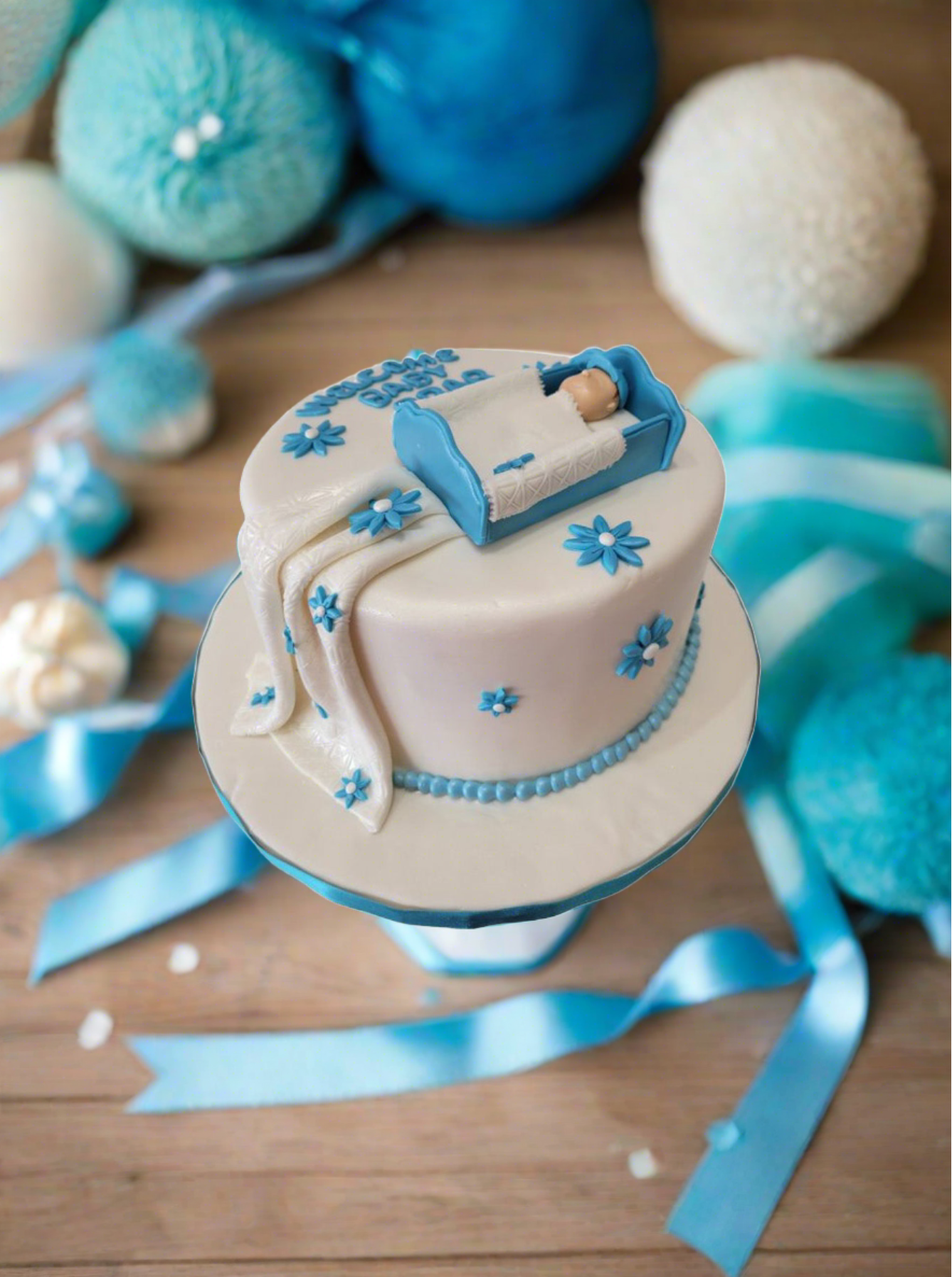Baby Shower Crib Fondant Cakes