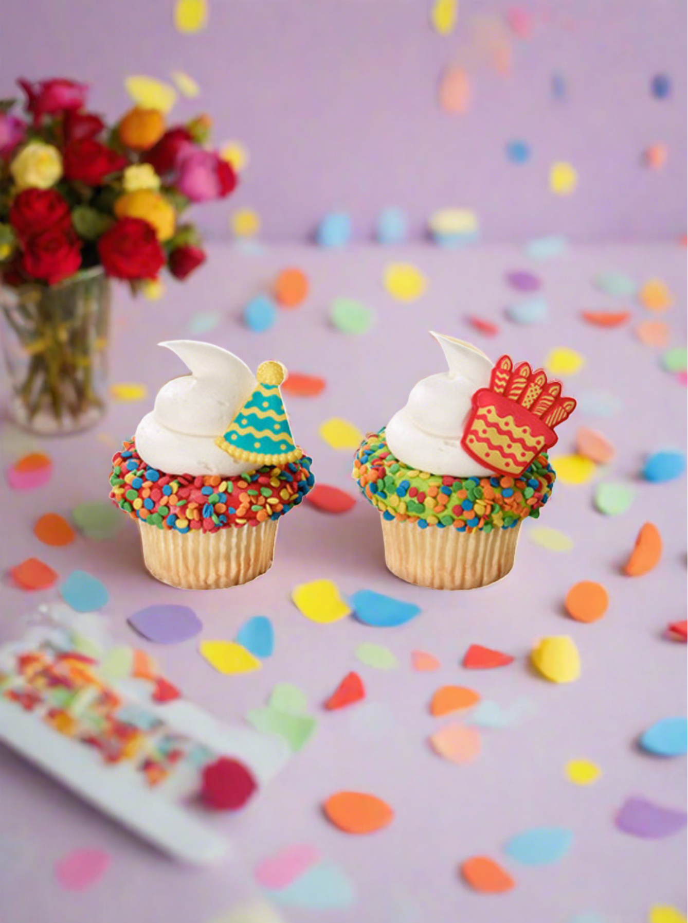 Birthday Hat & Cake Cupcakes - (Pack of 6)