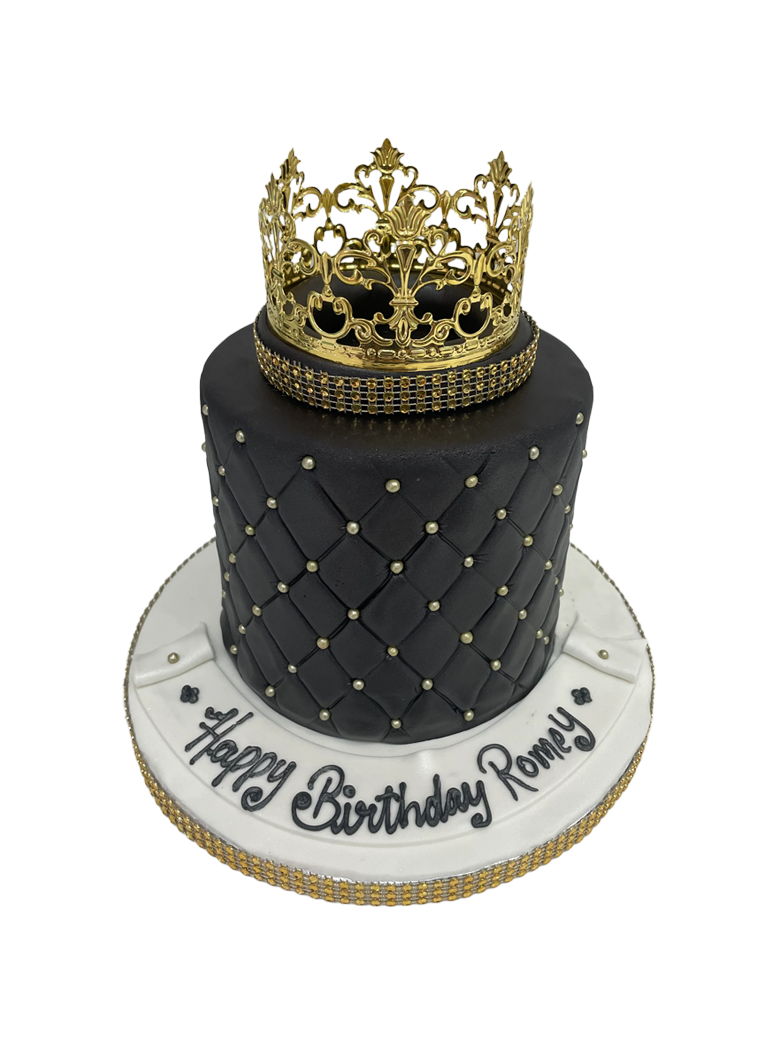 Black & Gold Crown Fondant Cake