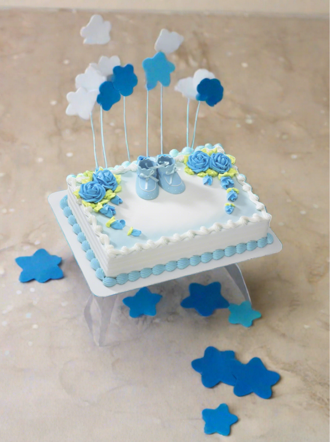Blue Baby Booties Cake