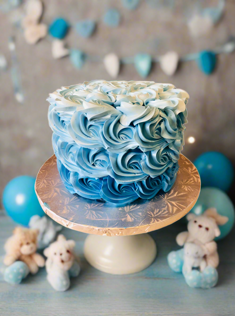 Blue Rosette Smash Cake